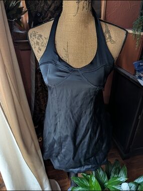 Women's Sleek Black Halter Tank Dress